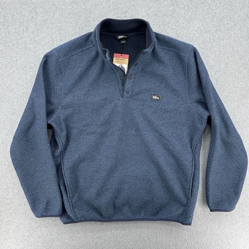 Eddie Bauer Men's Sweater Fleece Knit Blue Men’s Size XL NWT